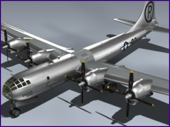 Boeing B-29 Enola Gay Flying Fortress 3D Model Superfortress